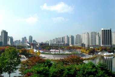 Olimpiyat Park Peyzaj içinde Korea.