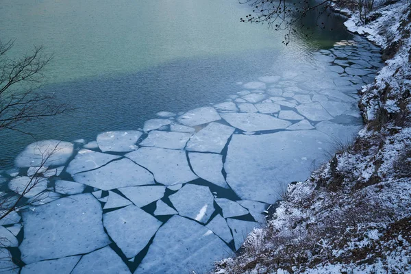 Reservoir Winterlandschaft Goesan Gewehr Korea — Stockfoto