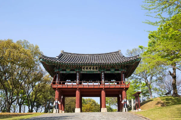 Ünlü Bir Turistik Kore Olan Jinjuseong Kale Olduğunu — Stok fotoğraf