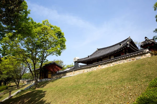 Jest Twierdza Jinjuseong Który Jest Atrakcją Turystyczną Słynnego Korei — Zdjęcie stockowe