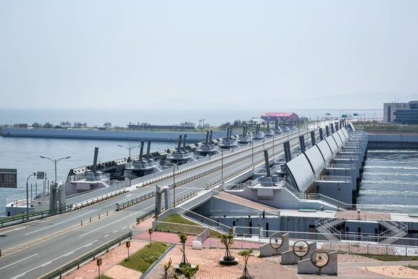Saemangeum Ist Ein Damm Korea Der Kilometer Lang Ist Stockbild