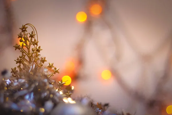 Frohes Neues Jahr Hintergrund Für Grußkarte Verschwommener Hintergrund Grüner Lichter — Stockfoto