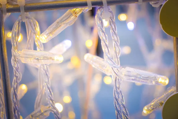 Festive New Year's illumination and bright color fires in the pa — Stock Photo, Image