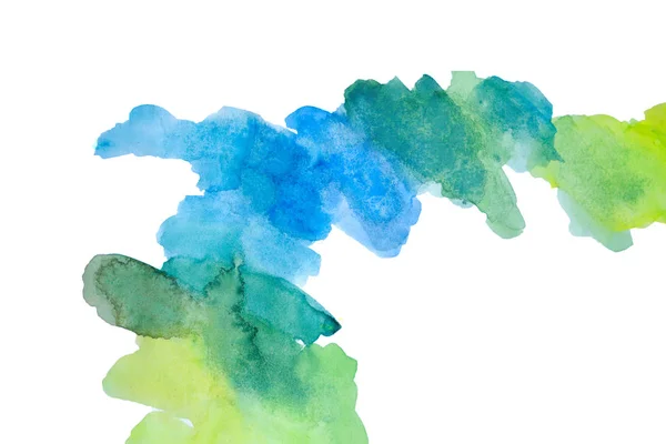 Abstrakte grüne und blaue Aquarelle auf weißem Papier. die Farbe ist — Stockfoto