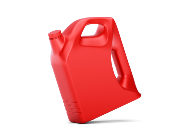 Boş kırmızı plastik motor yağı şişesi, şeffaf arkaplan