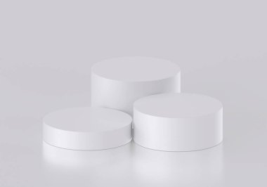 Stüdyo odasında sunum için beyaz ürün podyumu