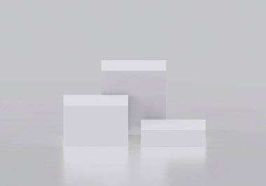 Stüdyo odasında sunum için beyaz ürün podyumu