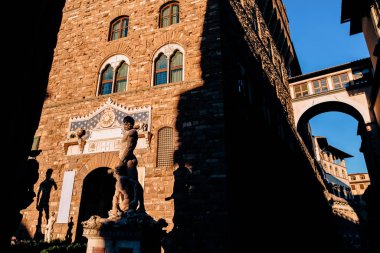 famous sculpture of David in Piazza Della Signoria, Florence, Italy  clipart