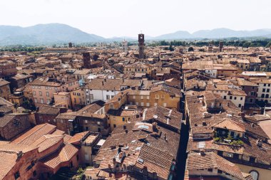 Antik havadan görünümü eski şehir, Pisa, İtalya çatılar 