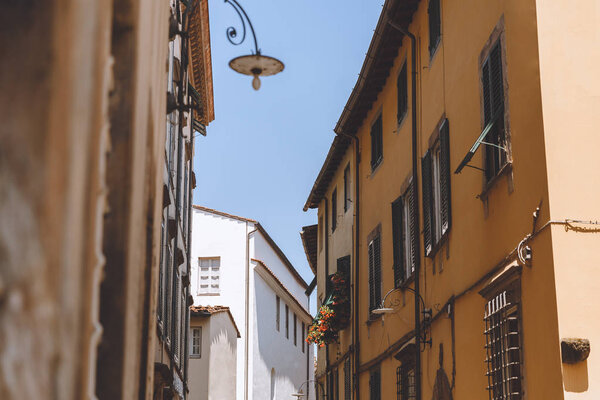 ancient city with old houses on street, Pisa, Italy 