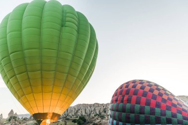 hot air balloons in goreme national park, cappadocia, turkey clipart