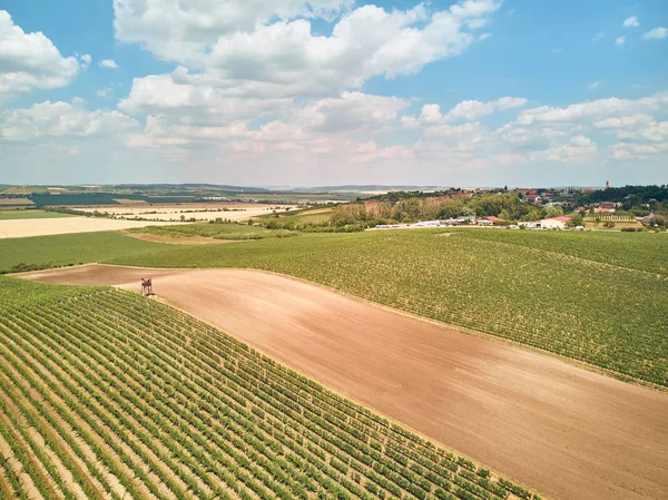 Veduta Aerea Della Campagna Cielo Blu Con Nuvole Repubblica Ceca — Foto Stock