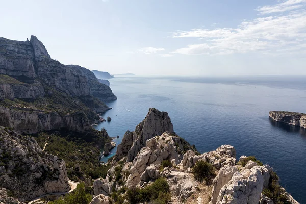 Scenic Landscape Beautiful Calm Sea Cliffs Calanque Sugiton Marseille France — Stock Photo, Image