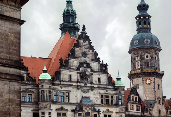 Antigua Catedral Histórica Santísima Trinidad Torre Del Reloj Dresde Alemania — Foto de Stock