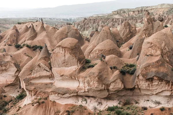 Aerial view of beautiful bizarre rock formations in cappadocia, turkey — Stock Photo