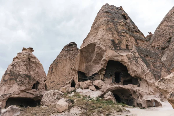 Majestic caves in limestone at famous cappadocia, turkey — Stock Photo