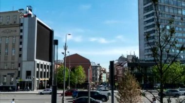 Bir Şehir Karayolu Timelapse Motion Üzerinde Büyük Araba Trafiği