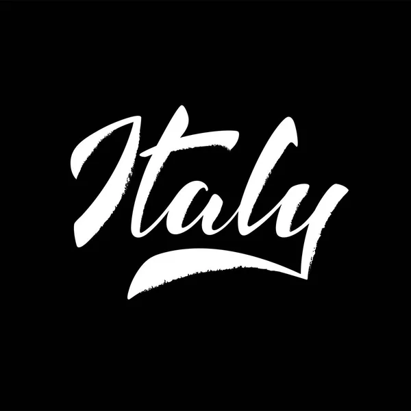 Italia Mano Lettering Illustrazione Nome Del Paese Calligrafia Pennello Moderna — Vettoriale Stock