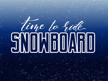Snowboard. Vektör yazı çizim. Snowboard logosu, vektör çizim, kış sporları amblem tasarımı. Retro grunge etkisi ile rozet. Vektör Eps 10