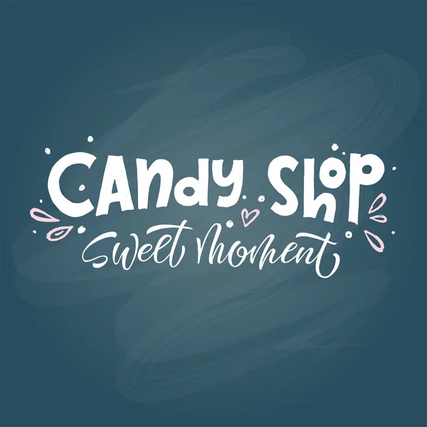 Candy Shop Belettering Logo Label Embleem Voor Ontwerp Hand Getrokken — Stockvector