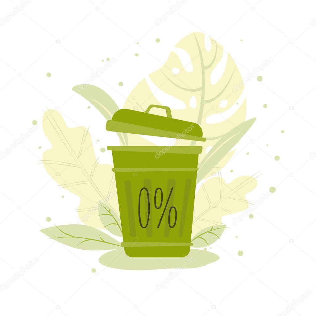 Empty trash can. Hand drawn vector illustration of zero waste life. EPS 10