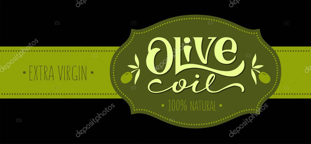 Vector packaging design element and template for olive oil labels and bottles with logo and lettering. EPS 10