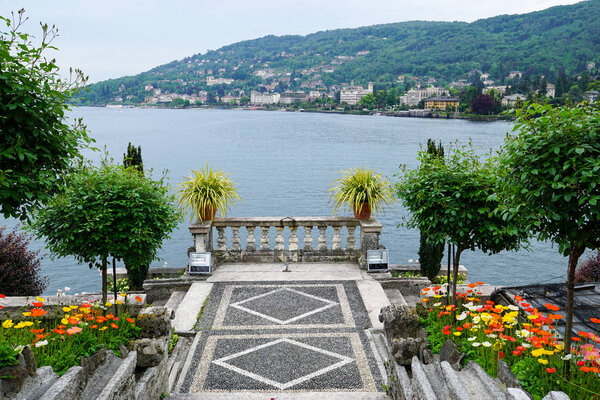 Look from the Garden on the Island of Bella to town Stresa, Lake Maggiore ,Italy