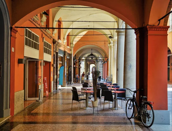 Passeios Famosos Com Arcos Bolonha Itália — Fotografia de Stock