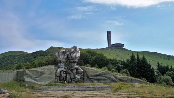 Panorama Pomnika Mount Buzludzha Pomnik Bulgaria Był Szczyt Kompilacji Uzludzha — Zdjęcie stockowe