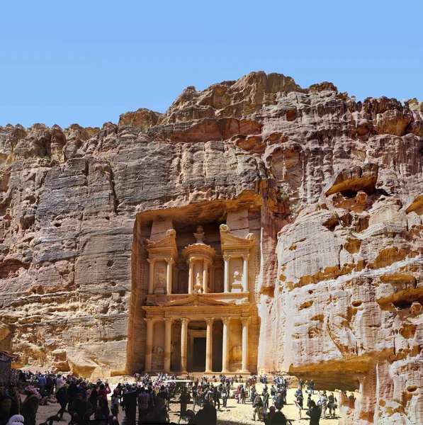 Panorama Över Skattkammaren Antikens Petra Jordanien — Stockfoto