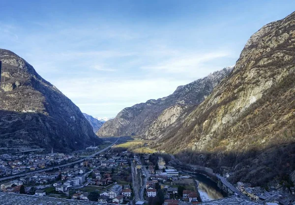 Forte Bard Região Valle Aosta Itália Dezembro 2016 Vista Elevador — Fotografia de Stock