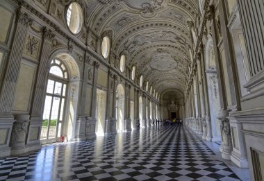Venaria reale, Piedmont bölgesi, İtalya. Haziran 2017. Muhteşem büyük galeri veya Venaria Royal Palace, Diana. UNESCO mirası.