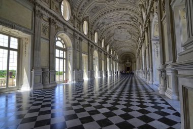 Venaria reale, Piedmont bölgesi, İtalya. Haziran 2017. Muhteşem büyük galeri veya Venaria Royal Palace, Diana. UNESCO mirası.