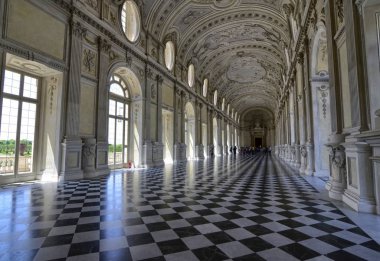 Venaria reale, Piedmont bölgesi, İtalya. Haziran 2017. Muhteşem büyük galeri veya Venaria Royal Palace, Diana. UNESCO mirası.