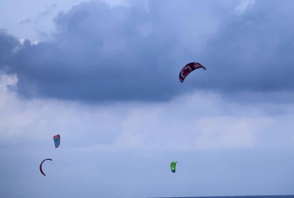 Albenga Liguria Italia Julio 2018 Kitesurf Mar Albenga Las Velas — Foto de Stock