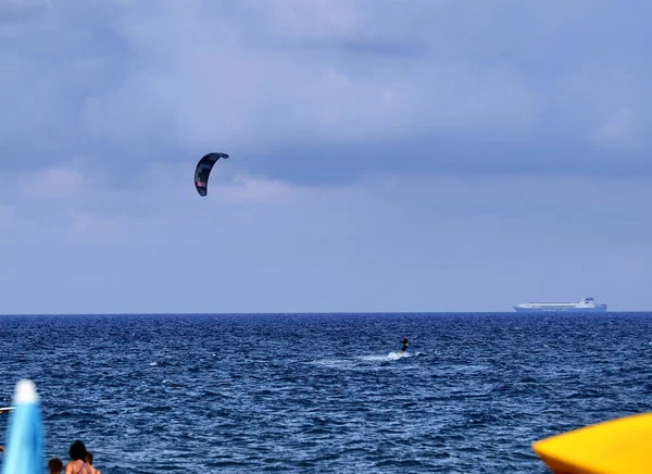 Albenga Ligurie Italie Juillet 2018 Kitesurf Sur Mer Albenga Les — Photo