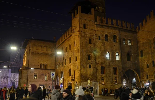 Bologna Itálie Prosinec 2018 Piazza Maggiore Boku Palazzo Enzo Noci — Stock fotografie