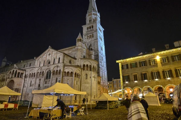 Modena Emilia Romagna Italien December 2018 Piazza Maggiore Centrera Staden — Stockfoto
