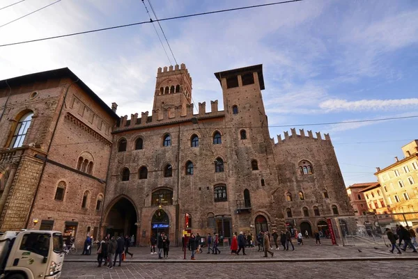 Bologna Emilia Romagna Itálie Prosince 2018 Piazza Maggiore Strany Palazzo — Stock fotografie