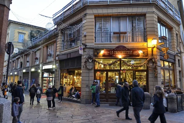 Bologna Emilia Romagna Italië December 2018 Prosciutteria Bieden Mogelijkheid Kopen — Stockfoto