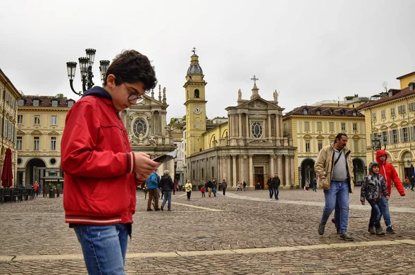 Turim, Piemonte, Itália. Abril de 2019. Piazza San Carlo — Fotografia de Stock