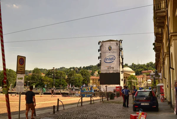 Turin, Piémont, Italie. 24 juin 2019. Piazza Vittorio — Photo