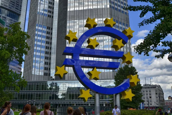 Modrý symbol měny euro — Stock fotografie