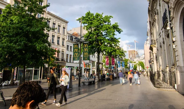 Amberes Flandes Bélgica Agosto 2019 Largo Principal Calle Comercial Meir — Foto de Stock