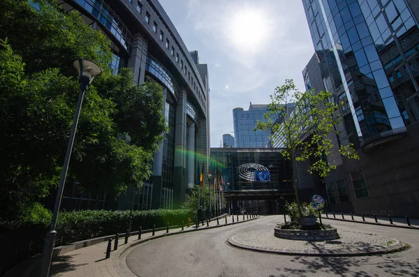 Brussels Belgium August 2019 External View Modern Metal Glass Palaces — Stock Photo, Image