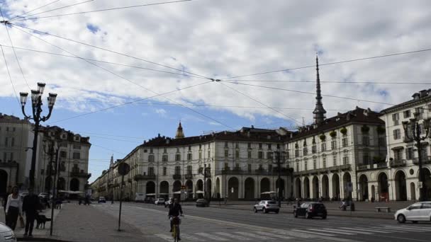 Torino Piedmont Talya Mayıs 2019 Piazza Vittorio Ana Meydanlardan Biri — Stok video