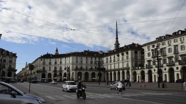 Turín Piamonte Italia Mayo 2019 Piazza Vittorio Una Las Plazas — Vídeo de stock