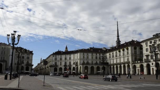 Torino Piedmont Talya Mayıs 2019 Piazza Vittorio Ana Meydanlardan Biri — Stok video