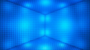 Pulsating Hi-Tech Küpler Odası Sahnesi, Mavi, Olaylar, 3D, Döngülenebilir, 4K