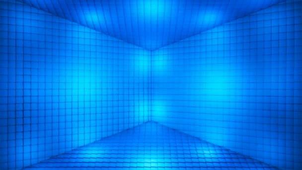 Transmisja Pulsujące Tech Cubes Room Stage Niebieski Wydarzenia Pętla — Wideo stockowe